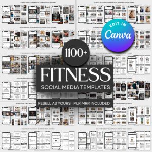 FitPro Social Kit – 1100+ Editable Fitness & Gym Templates (PLR/MRR)