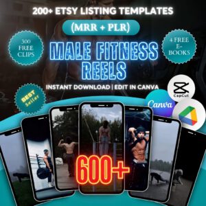 Men's Fitness Reels: 600+ Bundle — Faceless Gym Video Clips with MRR & PLR Rights | TikTok, Instagram, YouTube Shorts | Digital Download