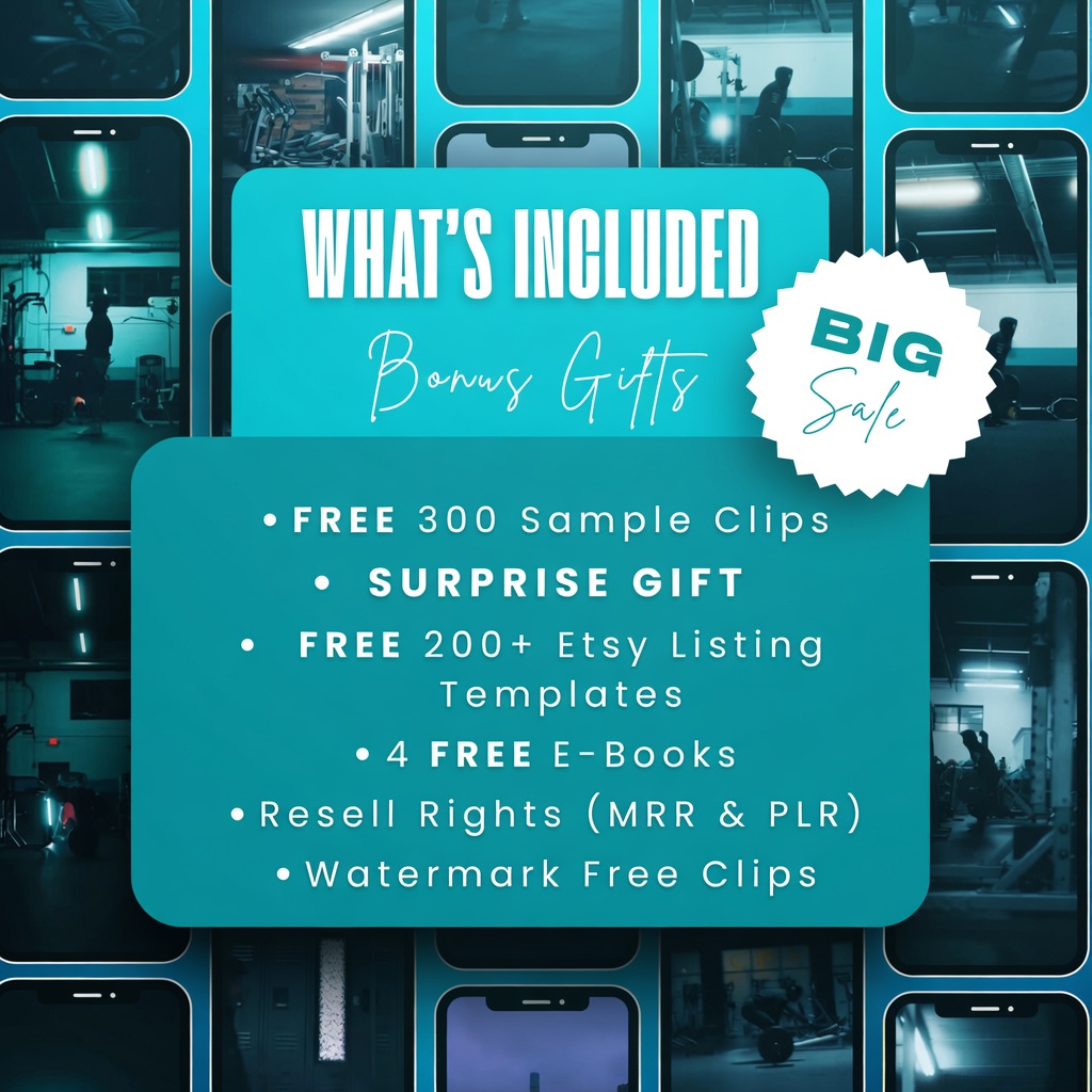 Men's Fitness Reels: 600+ Bundle — Faceless Gym Video Clips with MRR & PLR Rights | TikTok, Instagram, YouTube Shorts | Digital Download - Image 9